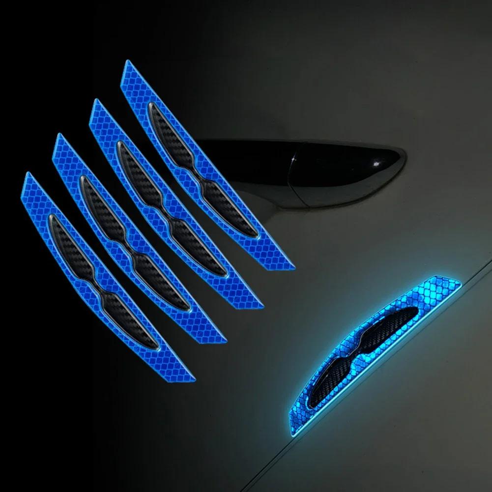 4X Autotür Kollisionsschutzleiste Kohlefaser Reflektierender Aufkleber Stoßstange Blattplatte Universeller Karosserie Warnungs Dekorativer Aufkleber