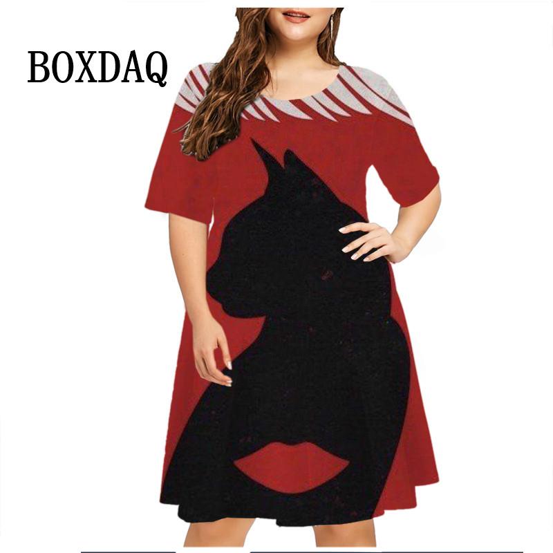 Starry Sky Cat Graphic Dress For Women Tie Dye 3D Printed Casual Loose Plus Size Dress Short Sleeve Fashion Hip Hop Kawaii Dress