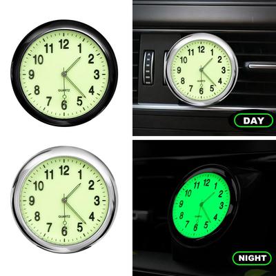 Mini orologio luminoso per auto, orologio digitale adesivo interno, orologio al quarzo, ornamento automatico, accessori per auto