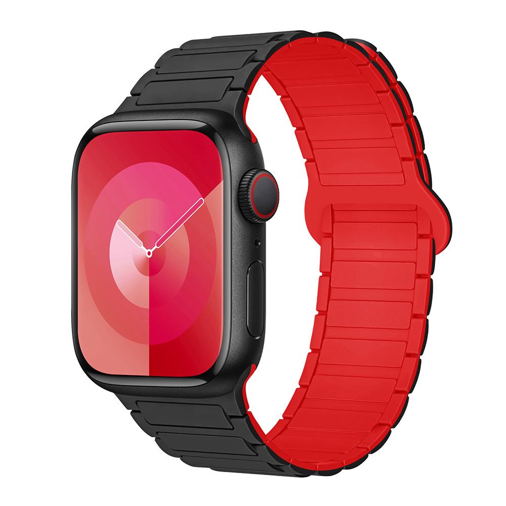 Compatible Silicone Magnetic Buckle Band for Apple Watch Series 1-11, Ultra 3, SE 3 Three-Bead Style