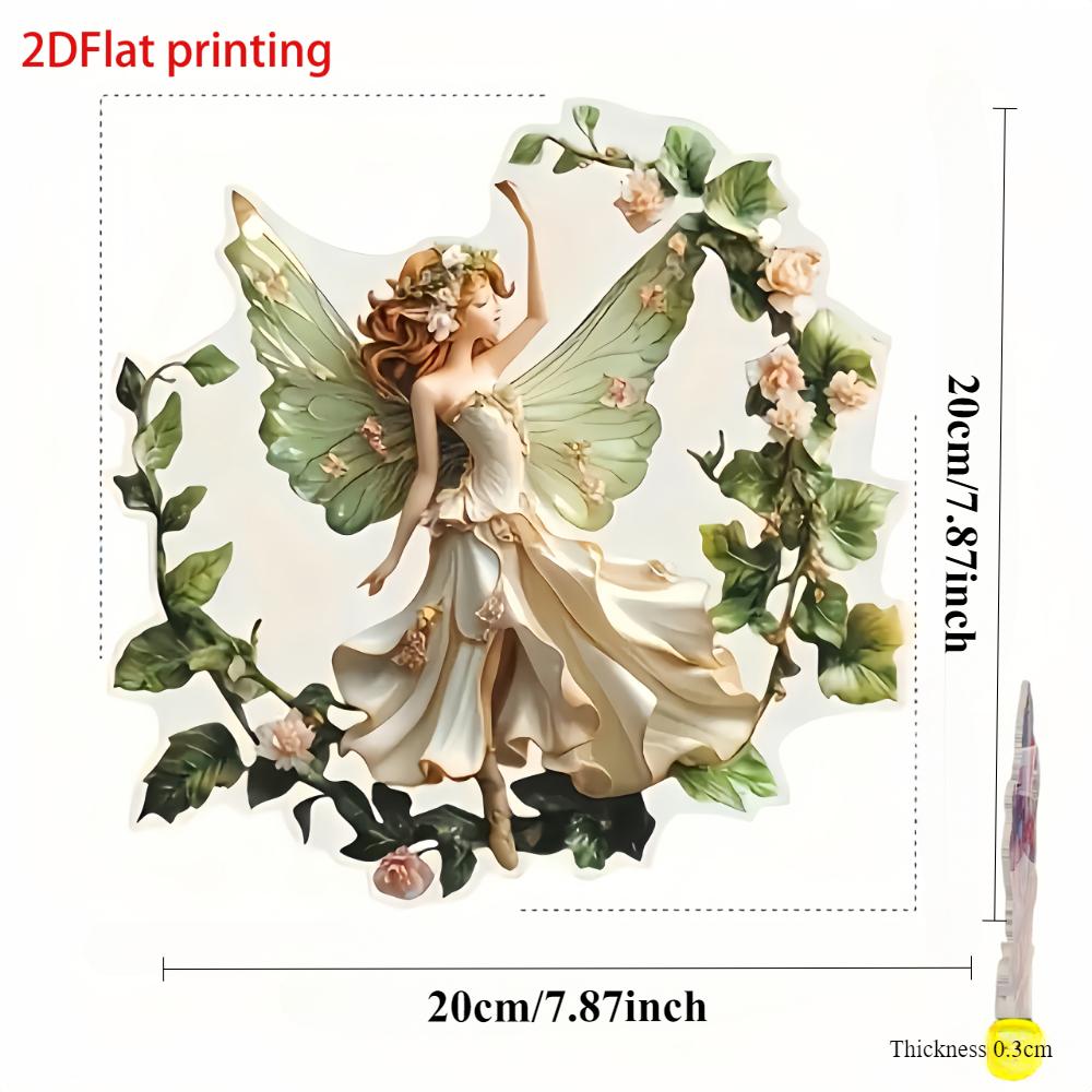 Coroniță de Crăciun boemă plată 2D, pandantiv cu luminițe de zână, design rafinat cu flori și zâne, decorațiune de sărbători pentru grădinărit acasă, cadoul perfect