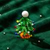 Rotating Interactive Christmas Decor Glass Tree Figurine with Ceramic Base, Handmade Glazed Miniature Holiday Table Centerpiece Ornament for