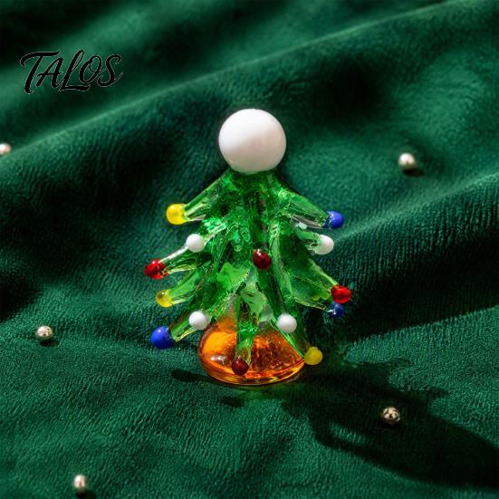 Rotating Interactive Christmas Decor Glass Tree Figurine with Ceramic Base, Handmade Glazed Miniature Holiday Table Centerpiece Ornament for