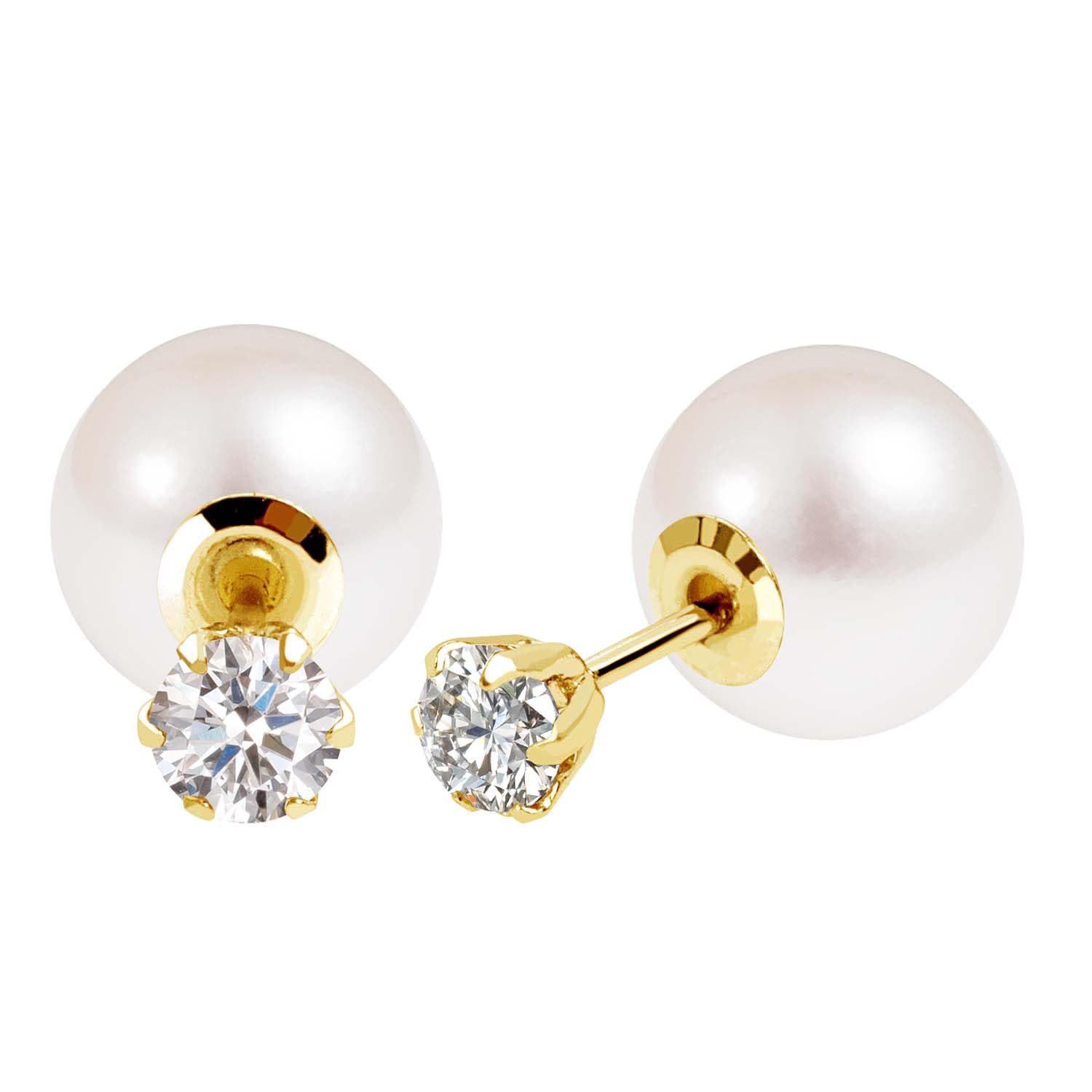 

Lala Christie Diamond Earrings with 0.3ct Akoya Pearl Earring Backs, 18K Gold, Women s, le56-0029-yg