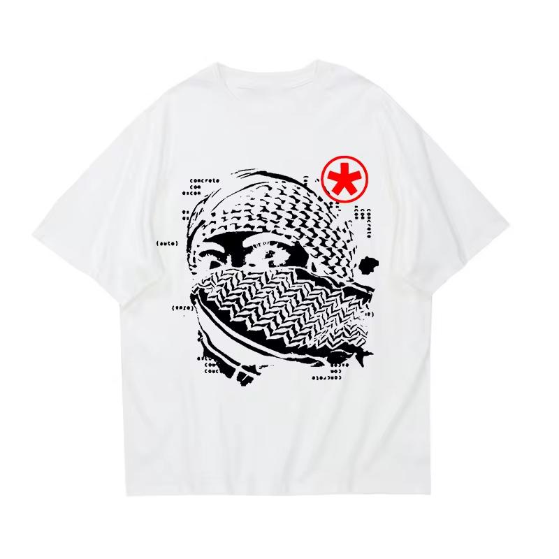 Streetwear Punk Nadměrné Ležérní Vzor Zubů Pánské Dámské Goth Tričko Y2K Harajuku Hip-hop Bavlna Krátký Rukáv Top Trička Unisex