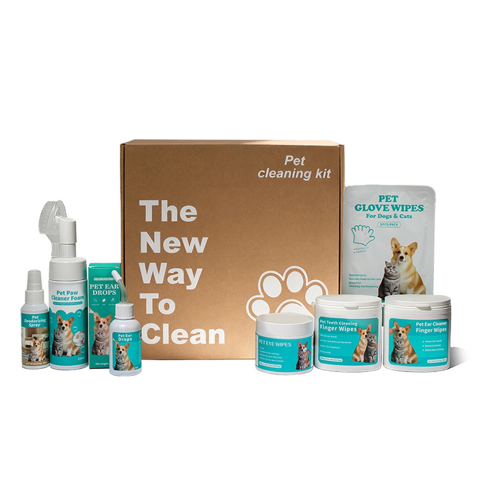 Подарочный набор для ухода за домашними животными через границу Увлажняющие очищающие салфетки для собак зелёный