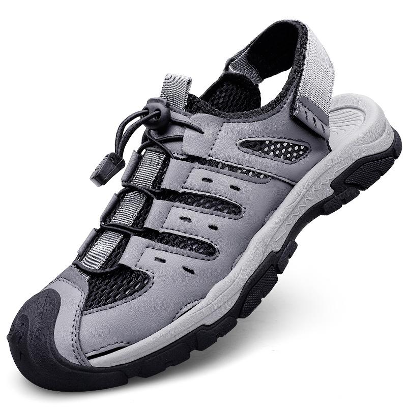 Fashion Men Leather Sandals Beach Sandals Shoes Non-slip Personality Slippers Outdoor Breathable Casual Shoes Comfortable Size 38-46