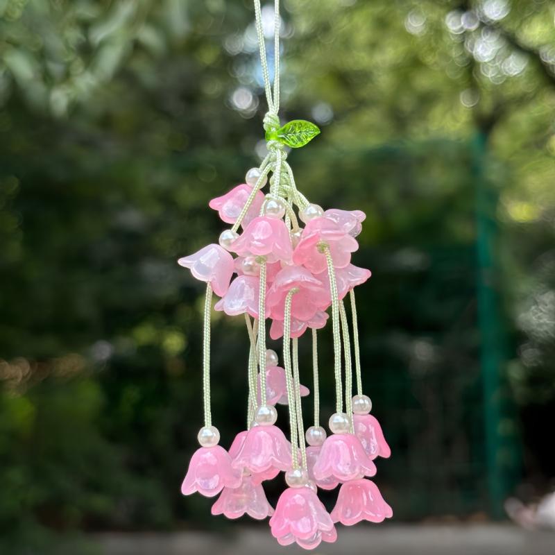 Exquisite Simulated Lily Of The Valley Pendant  Chinese Style Gradient Flower Keychain Car Ornaments For Women Bag Decoration