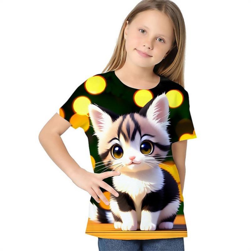 Summer New Casual Baby T-Shirts Cute Cartoon Animals 3d Print T Shirts Fashion Girl Clothes Short Sleeve Tees Girls Top