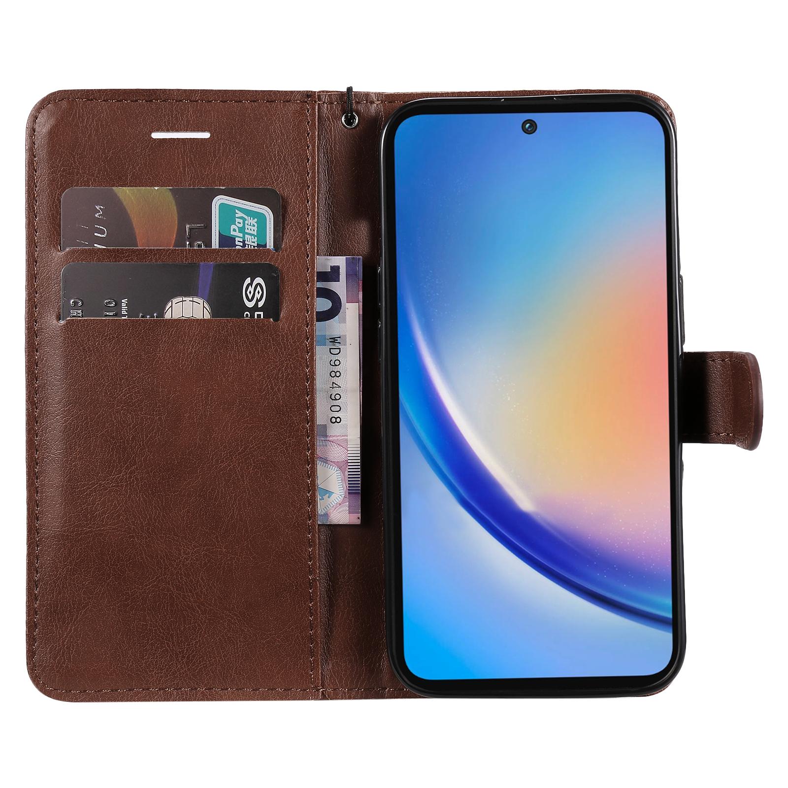 

For Samsung Galaxy A35 5G Case Solid Color Leather Mobile Cover Wallet Stand with Strap Blue