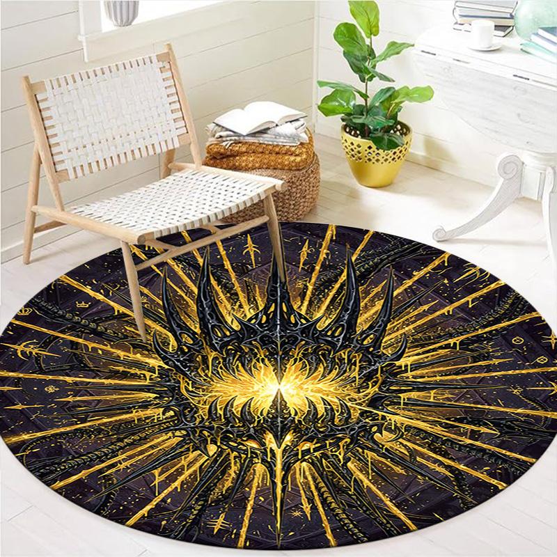 Vortex Crossing Gate Round Area Rug,Carpet Rug for Living Room Bedroom Sofa Playroom Decor,Non-slip Floor Mat