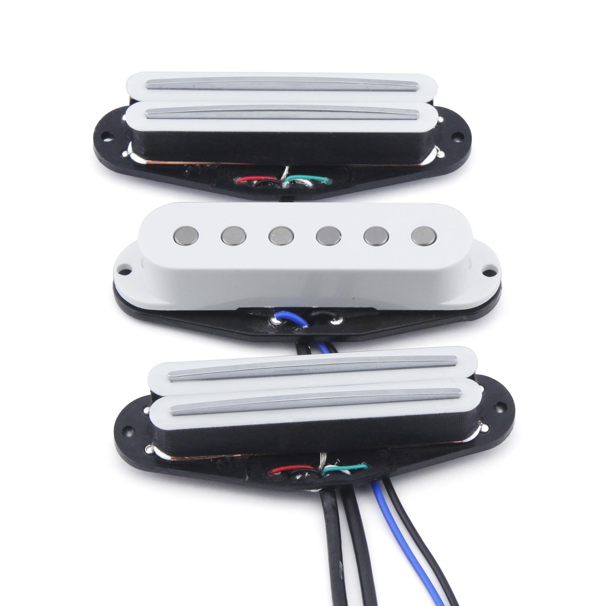 FLEOR 3pcs Ceramic Hot Dual Rails Pickup +Single Coil Pickup+Hot Dual Rails Pickup for ST SSS Electric Guitar Parts