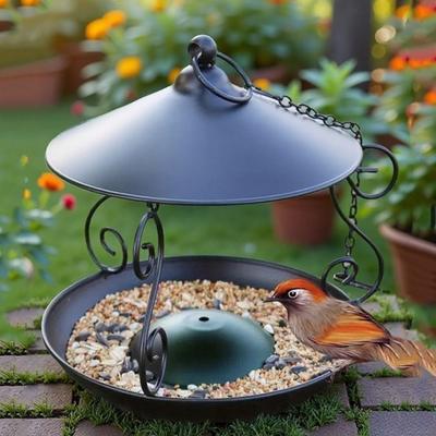 Suministros para Alimentación de Mascotas Comedero de Hierro para Pájaros Dispensador de Comida para Pájaros Colgante a Prueba de Lluvia Resistente al Viento Bebedero Multifuncional para Pájaros Patio