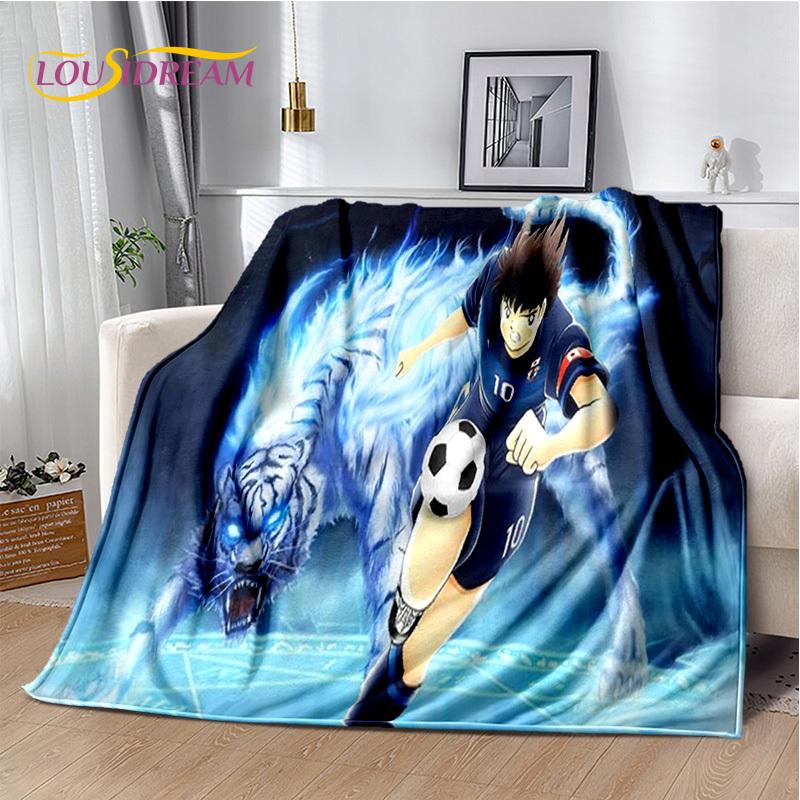 Captain Tsubasa Anime Soccer Cartoon Blanket,Soft Throw Blanket for Home Bedroom Bed Sofa Picnic Travel Office Cover Blanket Kid
