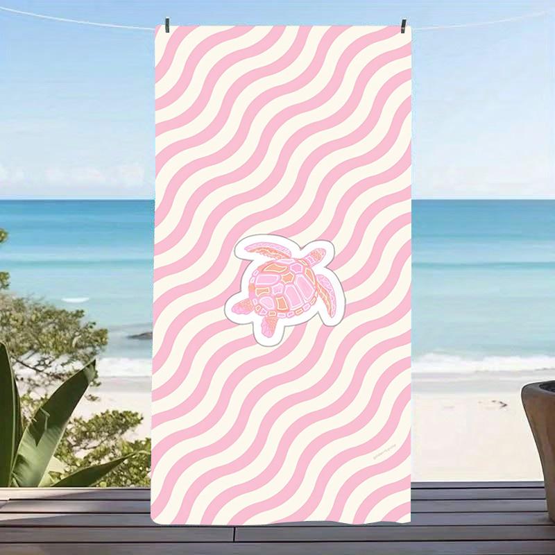 Retro Palm Trees Beach Towel Pink Blue Gradient Sunset Design Vintage Style Microfiber Towel For Summer