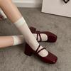 Dicke Niedrige Ferse Damen Mary Jane Schuhe Mode Quadratische Zehenpartie Schnallenriemen Schuhe 2026 Frühling Damen Elegante Leder Pumps