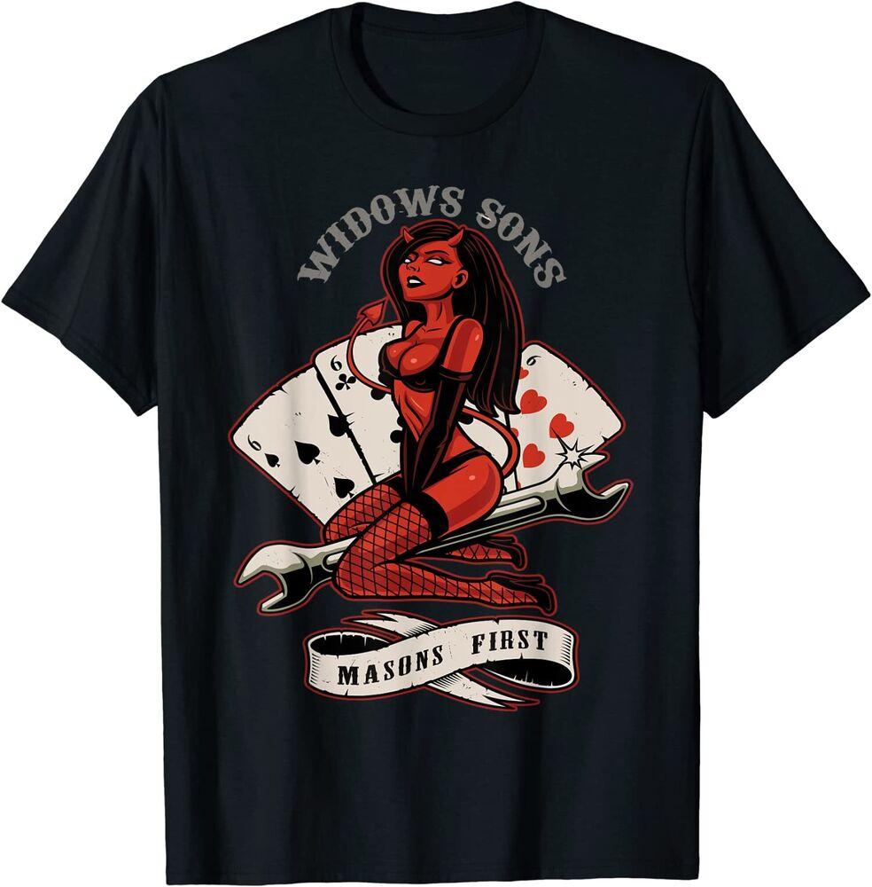

Футболка унисекс Devil Girl 666 Widows Sons Masonic Tee S