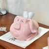 Creative Pink Cute Pig Ceramic Tissue Box Dining Table Living Room Ornament Cartoon Animal Pig Porcelain Extractable Tissue Box