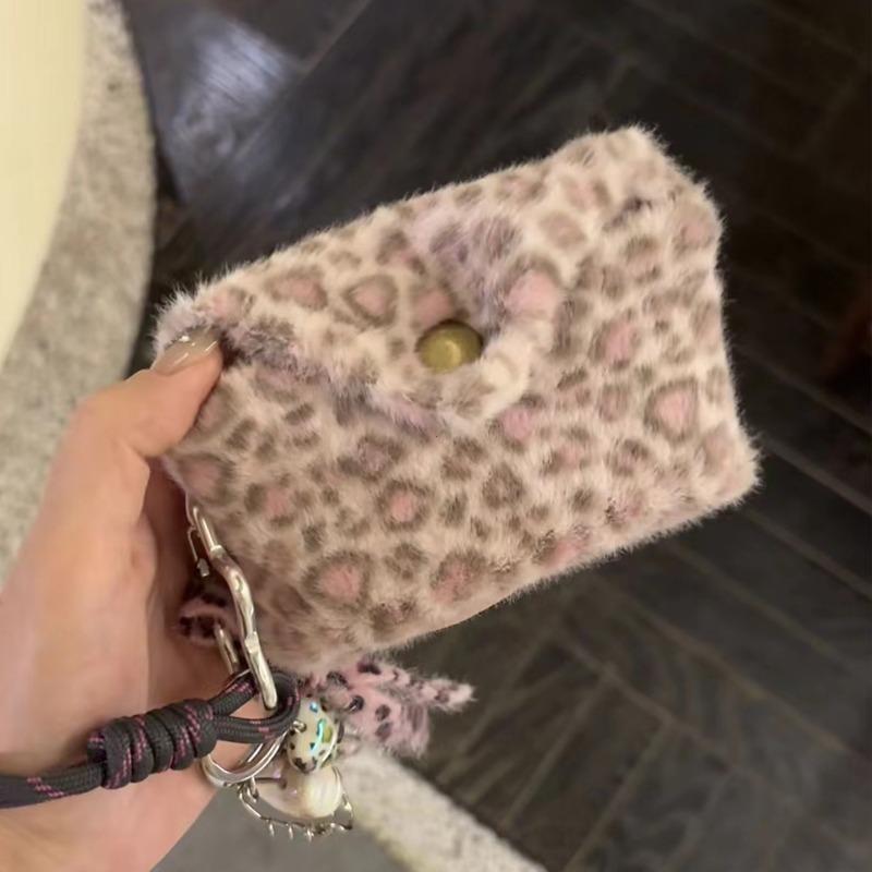 

1448406 Сумка-кошелек с ушками и держателем для карт, для хранения CCD, портативная, из плюша, с принтом леопарда, фиолетовая, для осени и зимы