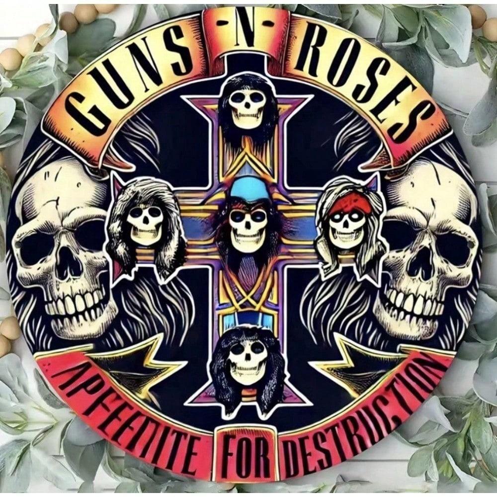 

Vintage Guns N Roses Metal Tin Sign Retro Rock Wall Decor Man Cave Garage Bar різнокольоровий