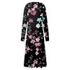 Damen Herbst und Winter Casual Fashion V-Ausschnitt Langarm Print Langes Kleid