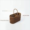 Portable Tableware Basket with Top Handle, Artificial Wicker PE Flatware Holder for Dining Table Service, Counter Storage, and Outdoor Meals