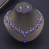 Luxury Purple Crystal Bridal Jewelry Sets for Women Earring Wedding Choker Necklace Set Bride Jewelry Sets Accessories