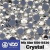 VDD High-Quality Mixed Size Rhinestones: SS6-SS30 Glass Crystal Hot Melt Adhesive Flat Back