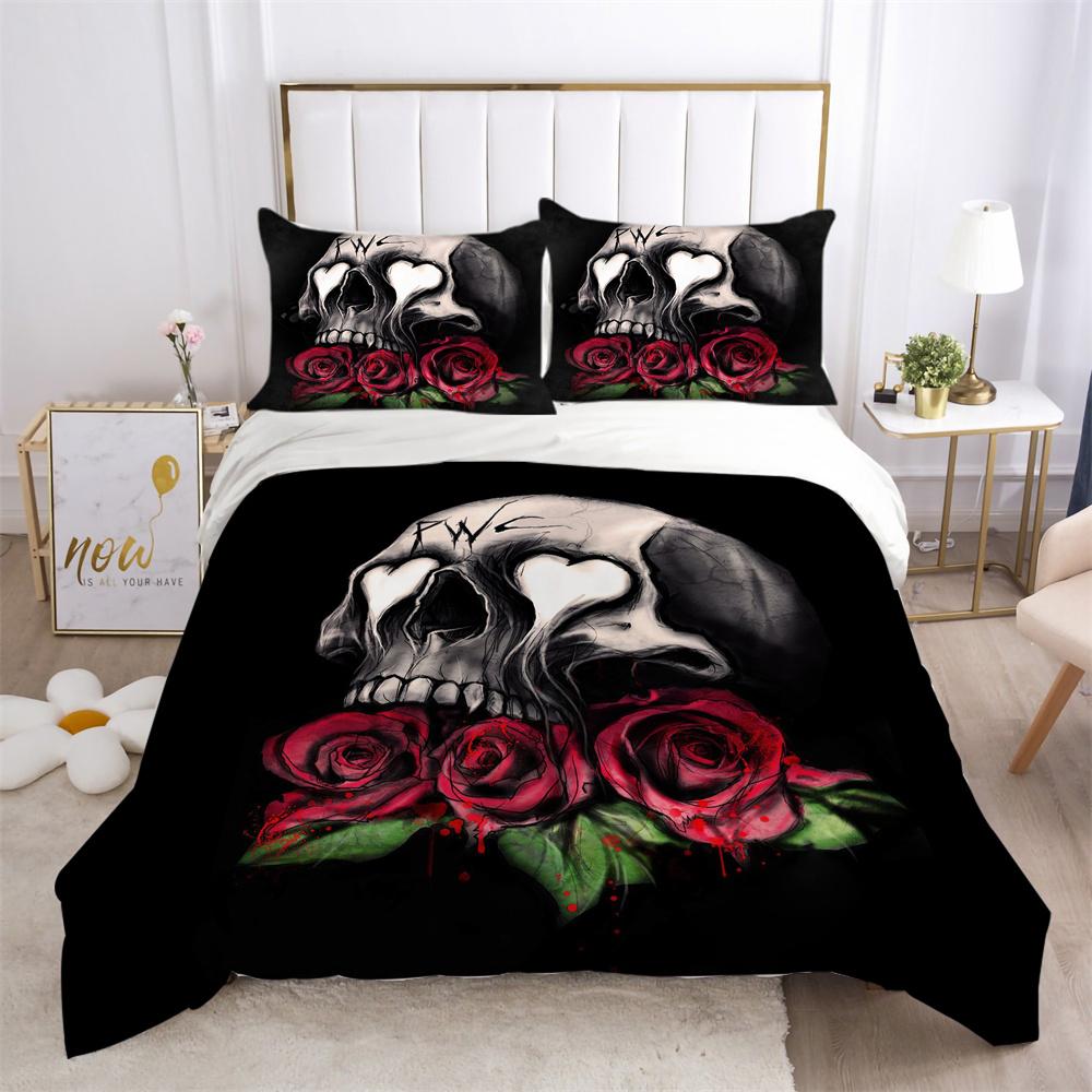 Narzuty na łóżka z nadrukiem czaszki 3D, rozmiar pojedynczy, poliester, projekt pościeli, miękkie, wysokiej jakości tekstylia domowe