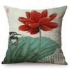 Chinese Vintage Watercolor Painting Lotus Cushion Cover Beautiful Elegant Home Decorative Summer Flowers Bird Throw Pillow Case