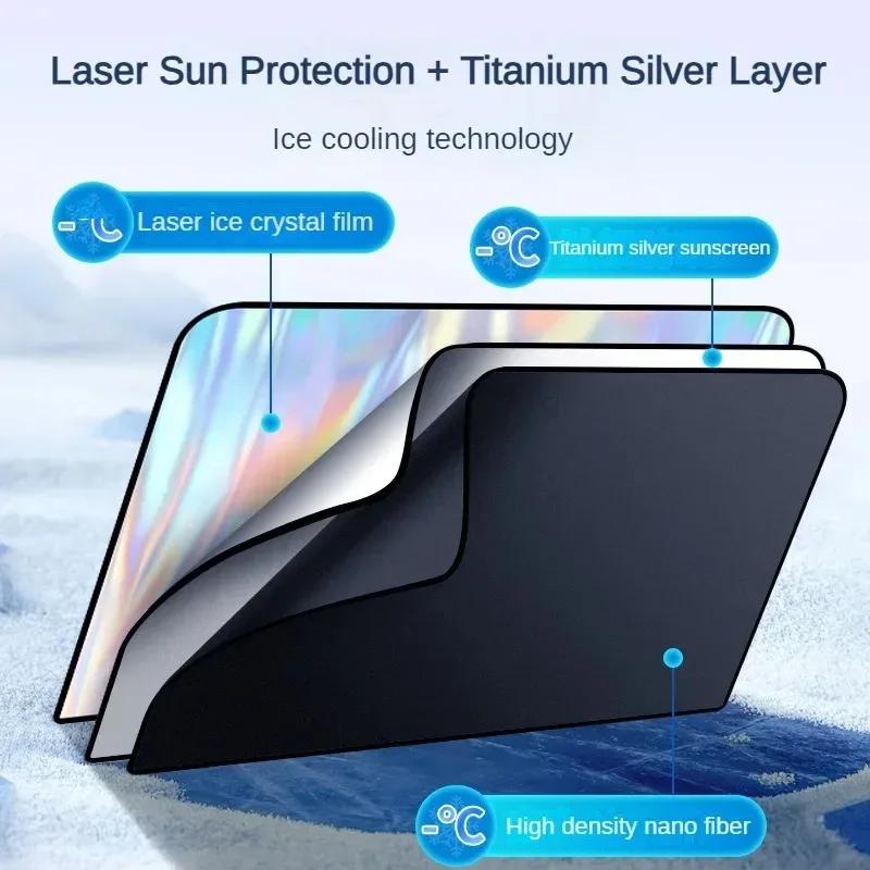 New Magnetic Suction Car Sunshade Opaque Titanium Silver Reflective Sunshade  Car Front/Rear UV Protection Curtains Car Parts