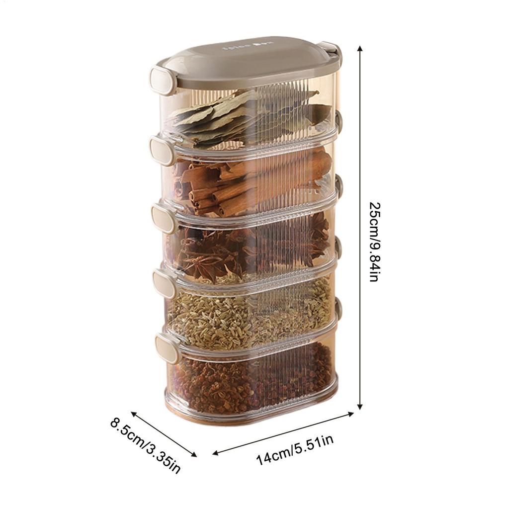 Stackable Spices Storage Boxes Plastic Seasoning Jar Multi-Layer Food Container Crisper Cereal Coffee Beans Sealed Organizers