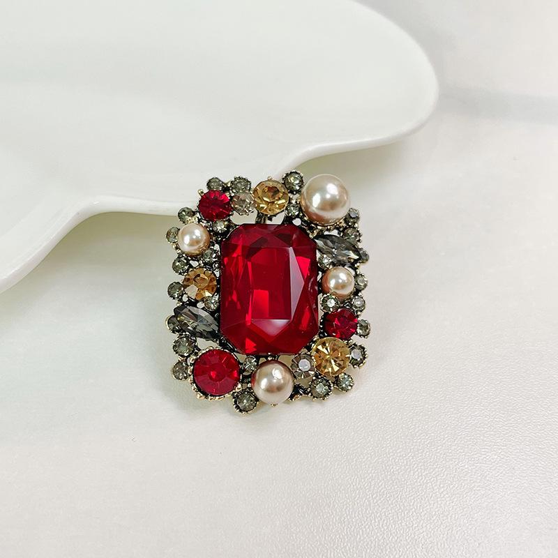 

Жемчужная хрустальная геометрическая брошь - Элегантная ретро-дворцовая булавка-аксессуар