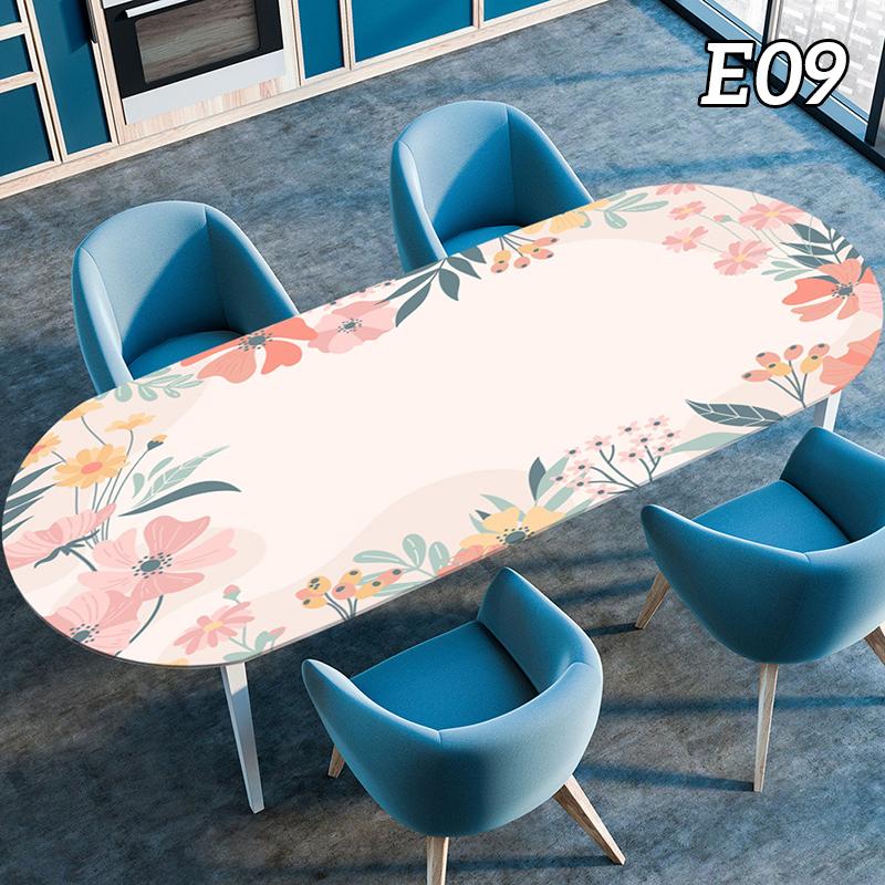 Oval Tablecloth Table Cover Waterproof Oil-Proof Elastic Kitchen Dining Room Wedding Party Table Cover Outdoor Picnic Camp Decor