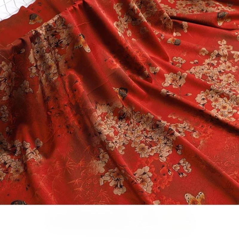 Chinese-style Imitation Silk Cloud Gauze High-end Fabric Soft Cotton Silk Printed Fabric DIY Cheongsam Dress Hanfu Clothing