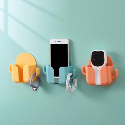 Telefon-Wandhalter, selbstklebend, stanzfrei, rutschfest, multifunktionale Aufbewahrungsbox mit Aufhänger für das Wohnzimmer