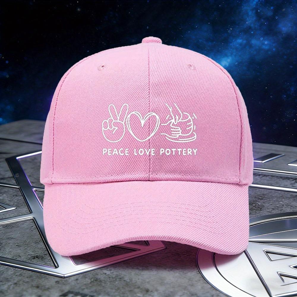 Peace Love Pottery Baseball Cap Polyester Casual Adjustable Snapback Hat for Pottery Enthusiasts