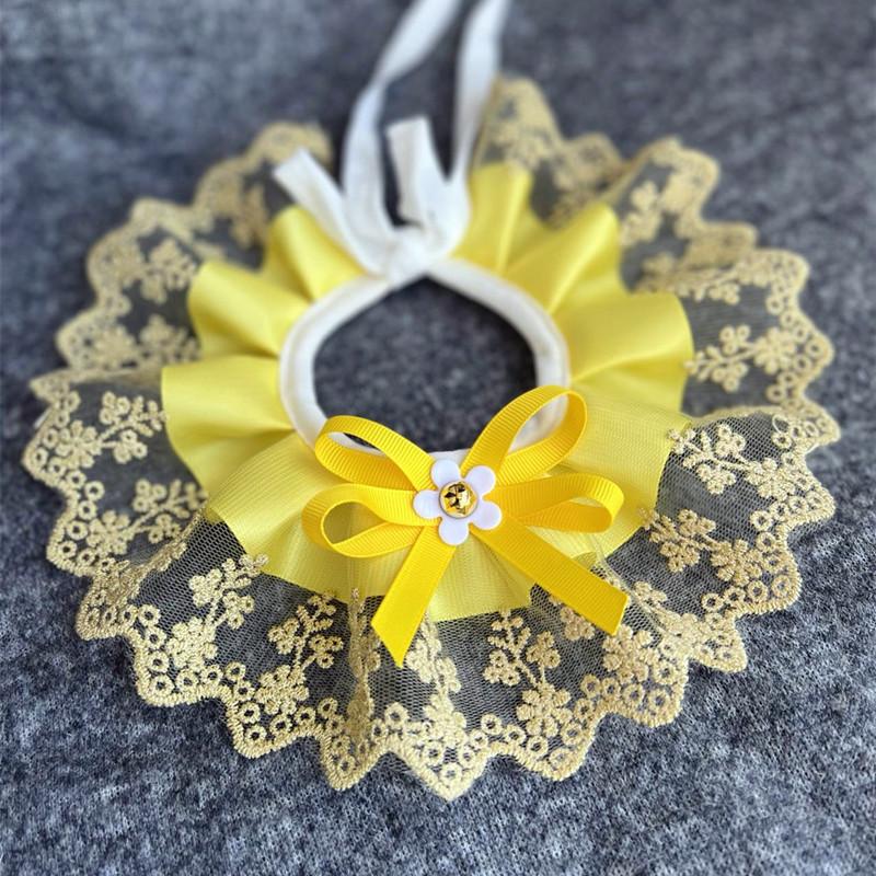 

Dog Pet Crew Neck Sweet Scarf, Cat Scarf, Lace Bow Saliva Towel Pet Collar XL Lace Length 35cm жёлтый