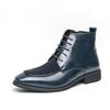 Herren Übergröße High-Top Lederstiefel - Colorblock, Seitenreißverschluss, Britischer Stil, Herbst/Winter Mode