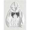 Dark, Symmetrical, Double Layered, Spiky, Thorny, Extreme, Black Metal Font Printed, Fully Zippered Hooded Cardigan, Hoodie, Men's and Women's