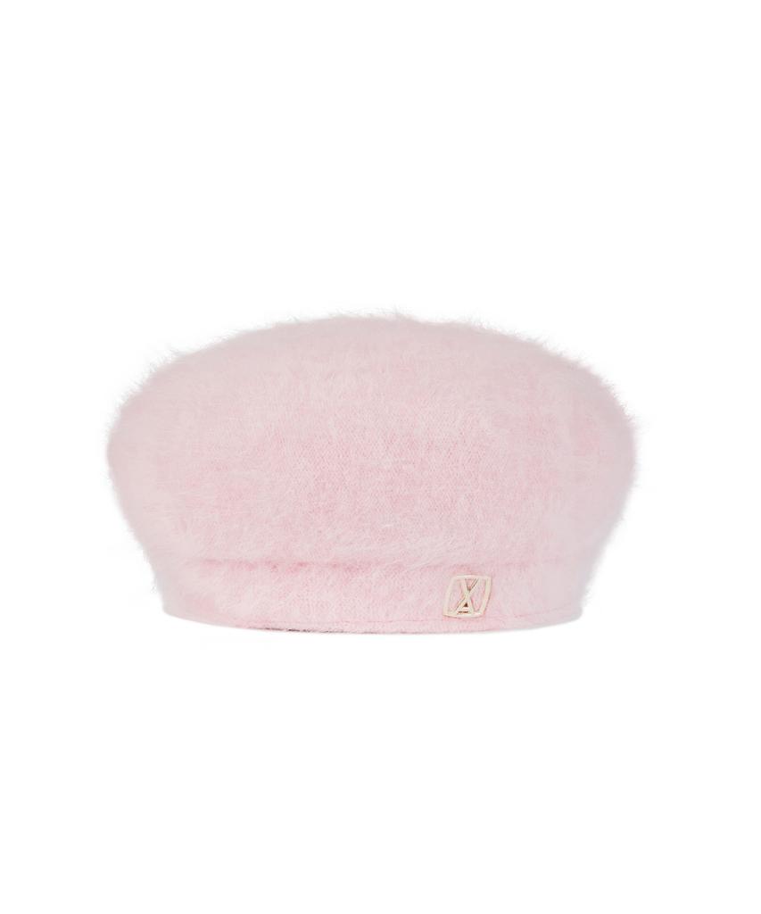 Bajal Va Square Studded Angora Beret Pink