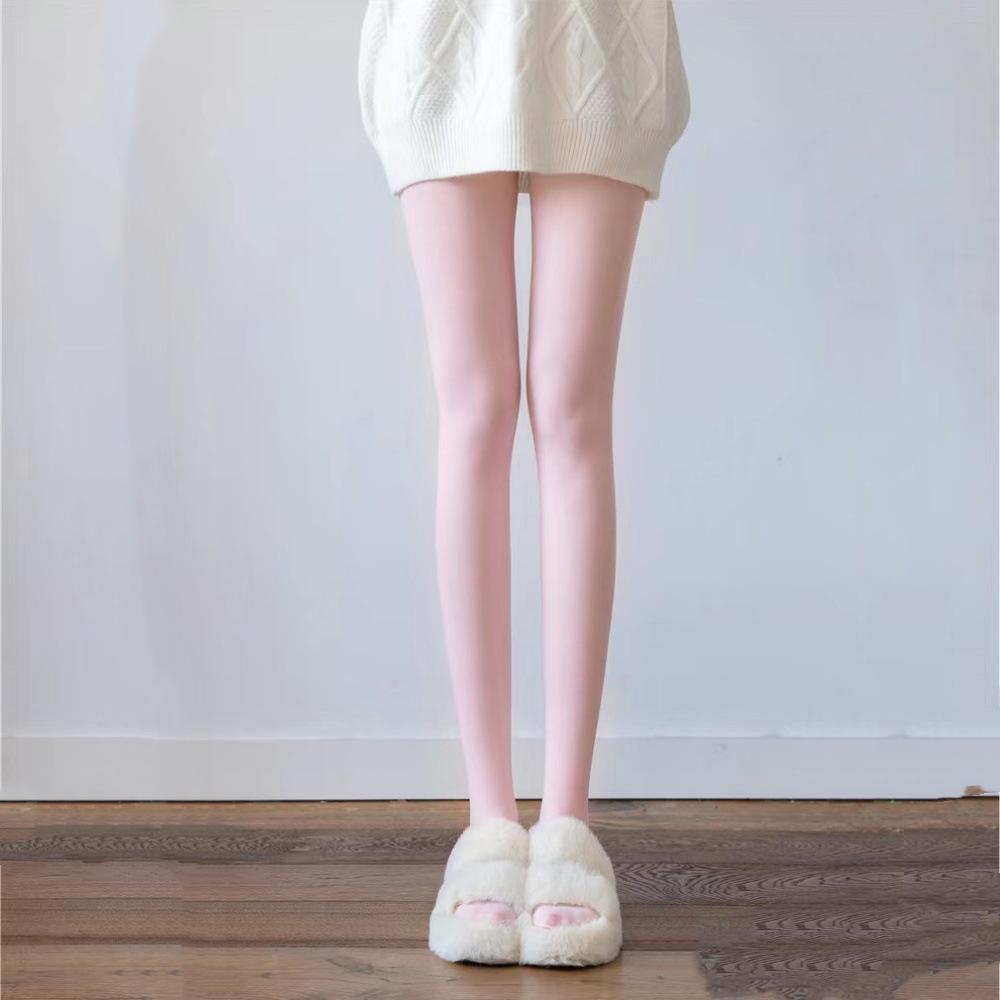 Star-Style Wine Red Matte Tights: Slight Compression for Spring and Autumn