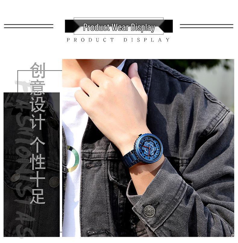 Sanda Men's Trendy Steel Band Hollow Dial Watch