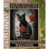 Vintage Cat Shelter Metal Wall Sign Winged Kitten Hanging Plaque for Cat Lovers Frameless Easy Install Home Adoption Decor