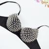 Sexy Damenunterwäsche, Modisches Strass-Bikini-Top für Tanzauftritt, Party, Steampunk-Nieten-Top mit Metallnieten