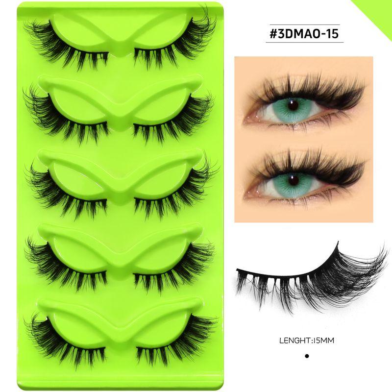 

Groinneya [Mixed Asian] Fox W-Type Large Volume Eyelash Asian Light European Swelling Eye Bubble Solid Green 3Dmao-15 15mm 0.07MM