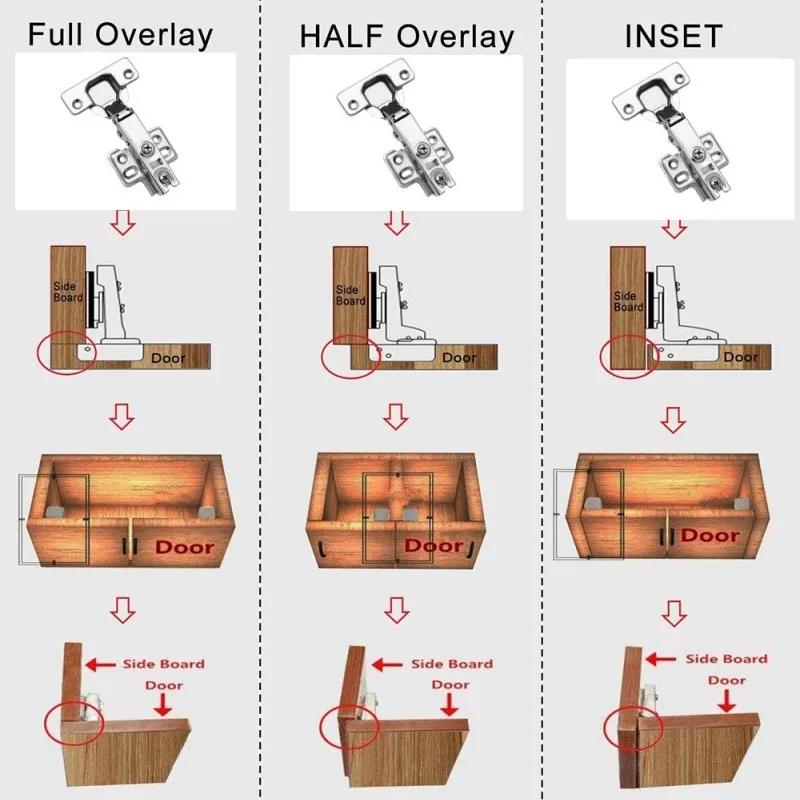 ZEXEF 1-4PCS Cabinet Hinges Stainless Steel Hydraulic Door Hinge Damper Buffer Soft Closing for Kitchen Cupboard Furniture