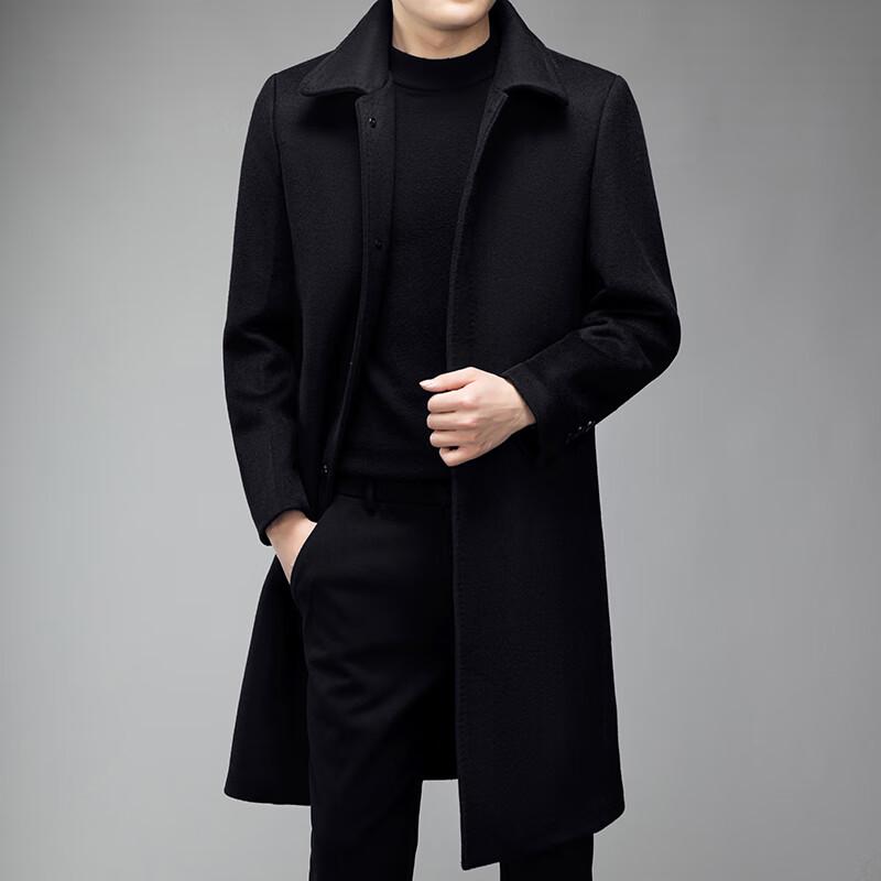 Firstview Men's Warm Wool Blend Long Overcoat