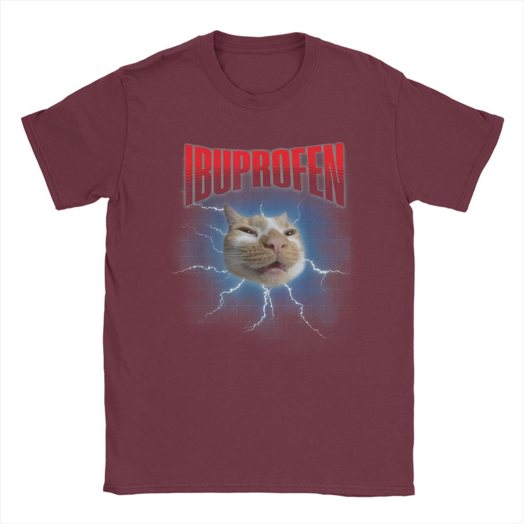 Cool Funny Ibuprofen Cat Hilarious Cat Meme T-Shirt for Men Round Collar 100% Cotton T Shirt Short Sleeve Tees Plus Size Tops