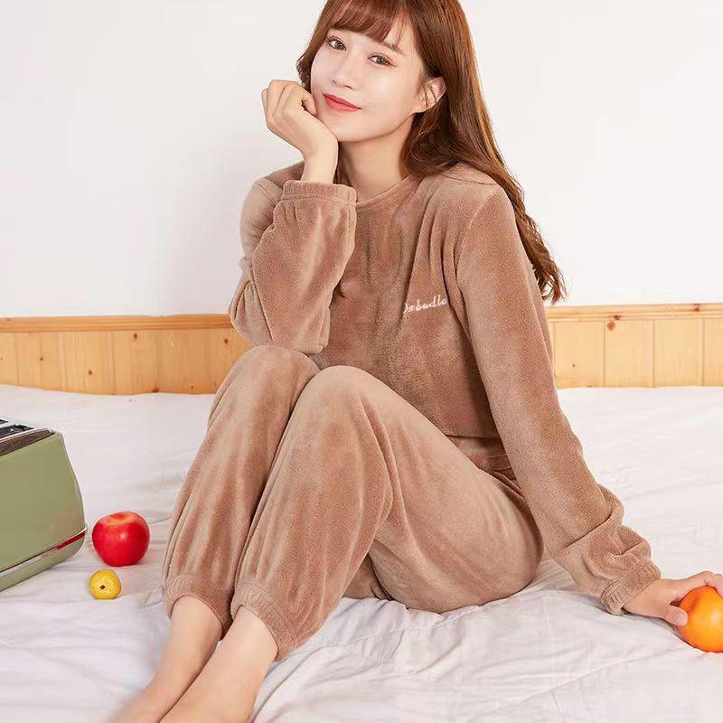 Women's Cozy Coral Fleece Pants and Jacket Set - Slim & Loose Fit for Home or Outdoor Wear
